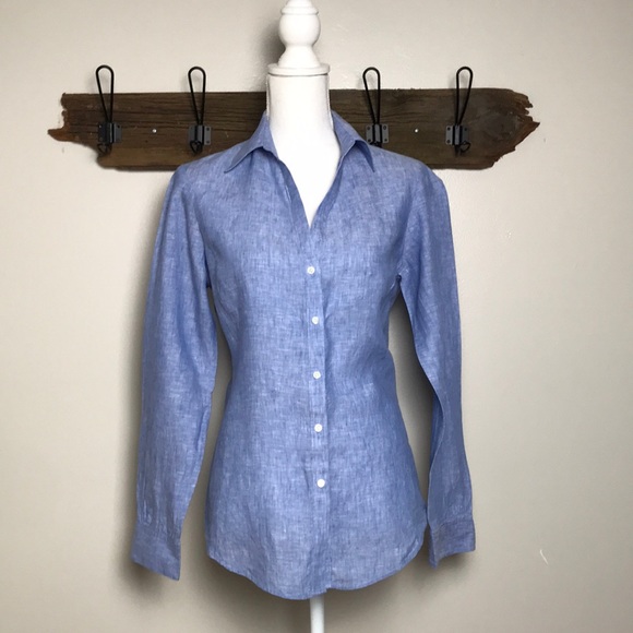 Brooks Brothers Tops - Brooks Brothers Linen Shirt Button Front Top EUC